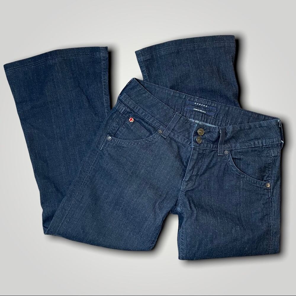 HUDSON DARK WASH CROPPED FLAP POCKET BLUE JEANS SIZE 28